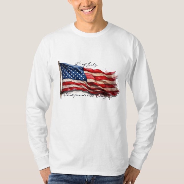 4:e juli - Firande med USA:s Flagga T Shirt (Framsida)