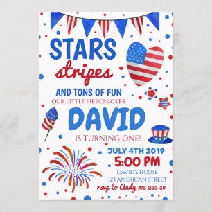 4:e juli Firecracker Patriotic Boy Inbjudningar