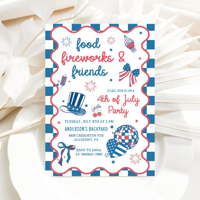 4:e juli Fireworks America Flagga BBQ Party Inbjudningar (Skapare uppladdad)