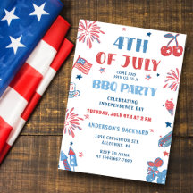 4:e juli Fireworks BBQ-inbjudan
