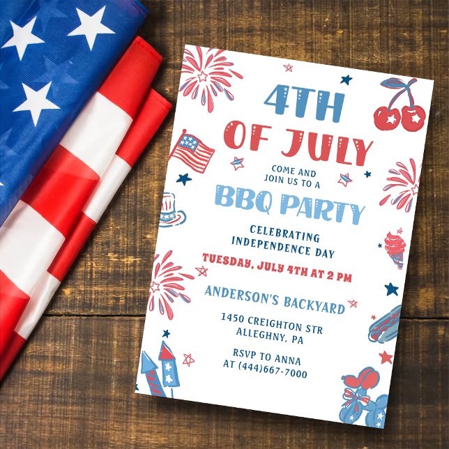 4:e juli Fireworks BBQ-inbjudan Inbjudningar (Skapare uppladdad)
