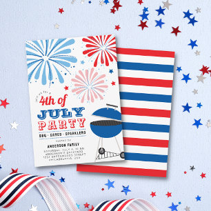 4:e juli Fireworks BBQ Party Inbjudningar