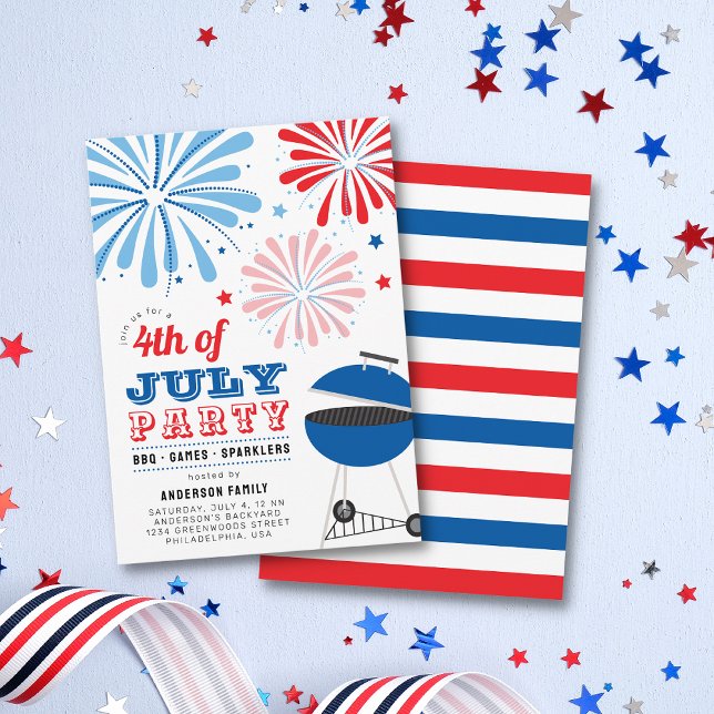 4:e juli Fireworks BBQ Party Inbjudningar (Skapare uppladdad)