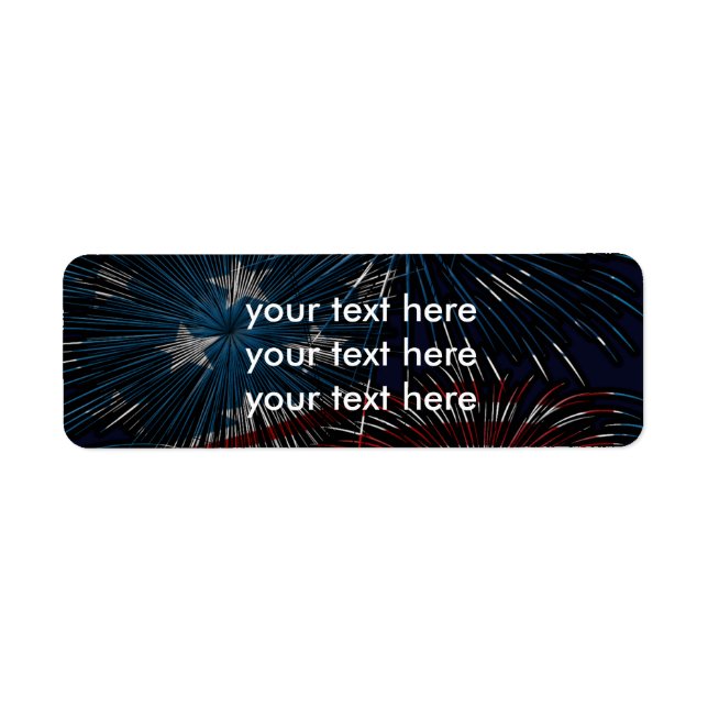 4:e juli Fireworks Burst-Adressetiketter Returadress Etikett (Framsidan)