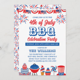4:e juli Fireworks Independence day BBQ Inbjudningar