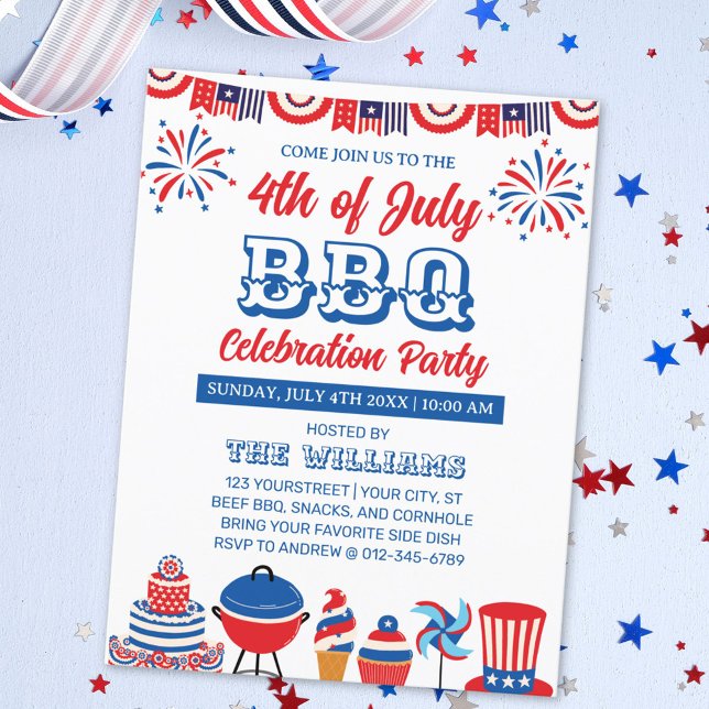 4:e juli Fireworks Independence day BBQ Vykort (Close up)