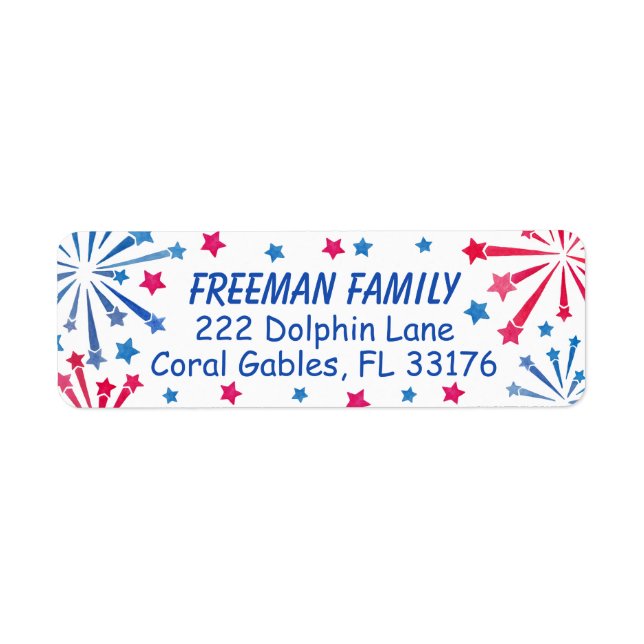 4:e juli Fireworks-returadressetikett Returadress Etikett (Framsidan)