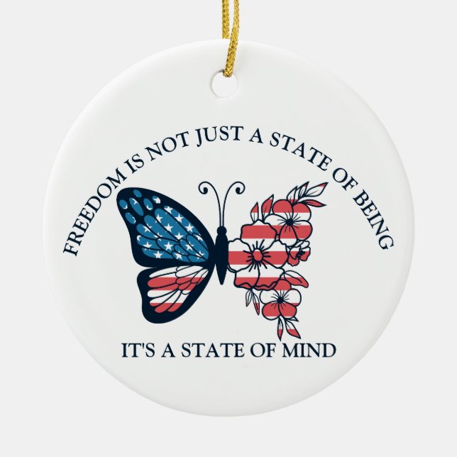 4:e juli-fjäril julgransprydnad keramik (Framsidan)