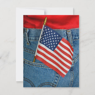 4:e juli-Flagga i Jean Pocket Inbjudningar