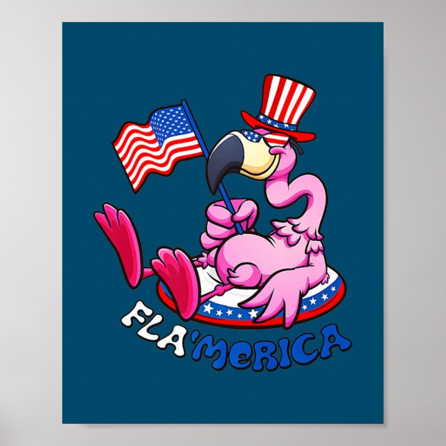 4:e juli Flamingo Flamerica Patriotic American Poster (Framsidan)