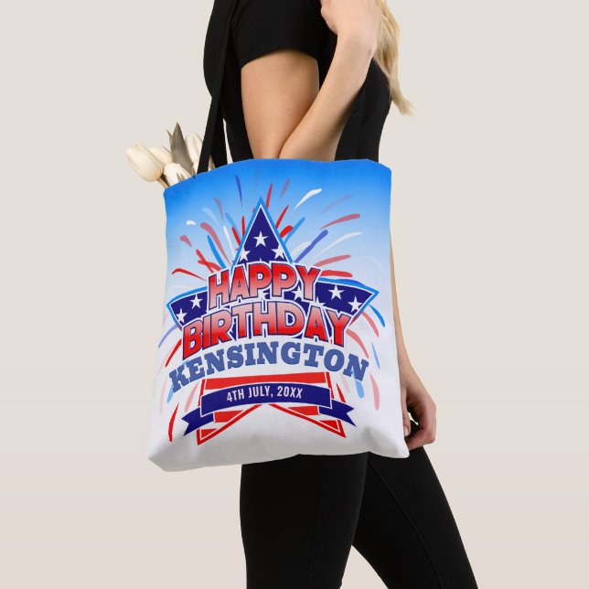 4:e juli födelsedag Tote Bag Tygkasse (Närbild)