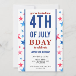 4:e juli-Födelsedagsfesten Patriotic Stars America Inbjudningar