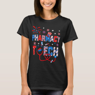 4:e juli för Women Stethoscope Pharmacy Tech Nu T Shirt