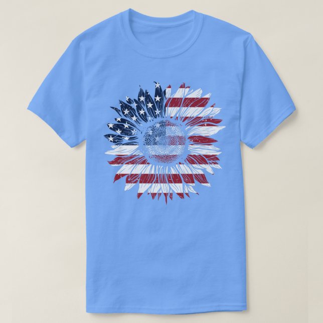 4:e juli Förenta staterna Solros Patriotic America T Shirt (Design framsida)