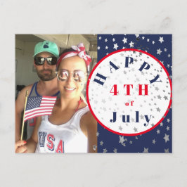 4:e juli Foto Rött vitt blått stjärnor Vykort