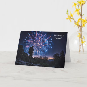 4:e juli-frihet med ryggpackare inspirationell kort