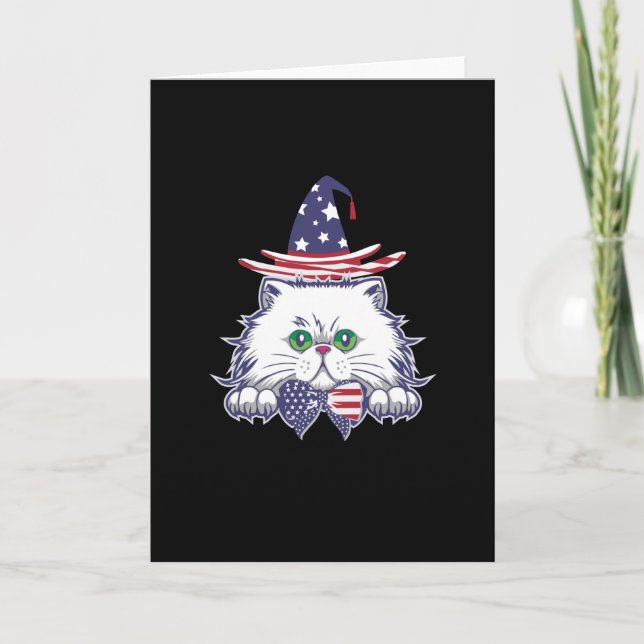 4:e juli: Frihet USA Patriotic Cat Kort (Framsida)