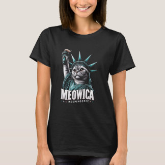 4:e juli Frihetsgudinnan Cat Meowica Inbero T Shirt