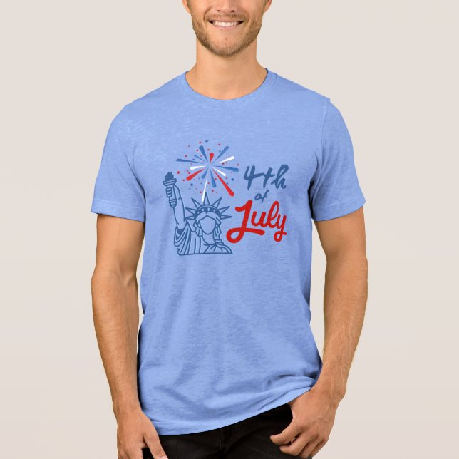 4:e juli Frihetsgudinnan Eldshow T-Shirt (Framsida)