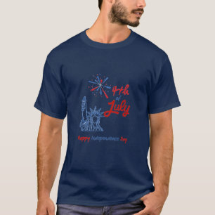 "4:e juli"-Frihetsgudinnan Fireworks T Shirt