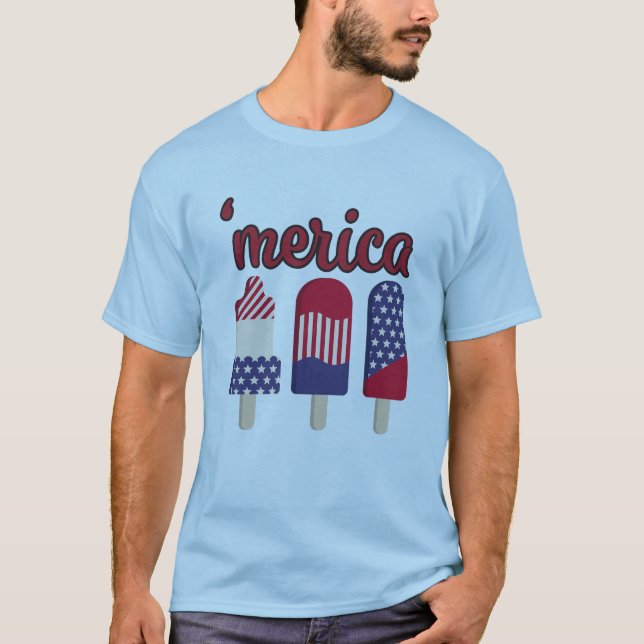 4:e juli: Funny Merica Ice Cream T Shirt (Framsida)