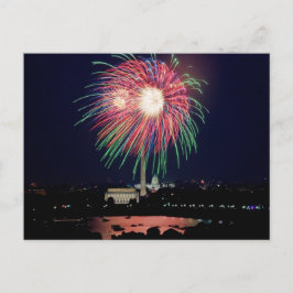 4:e juli-fyrverkeriet, vykort för Washington DC