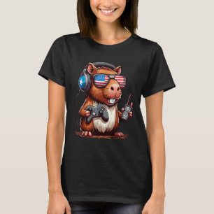 4:e Juli Gamer Capybara – Rolig Patriotisk Anima T Shirt