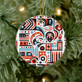 4:e juli Generative Mönster Julgransprydnad Keramik