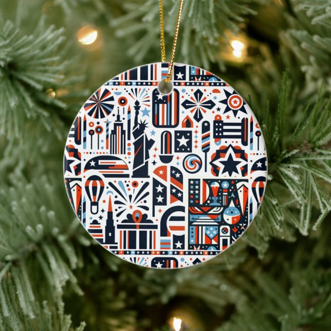 4:e juli Generative Mönster Julgransprydnad Keramik (Träd)