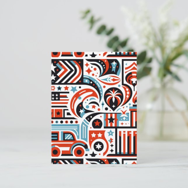 4:e juli Generative Mönster Vykort (Stående Fram)