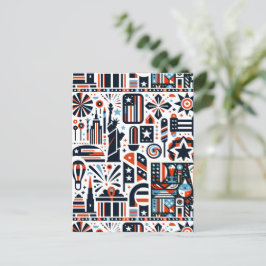 4:e juli Generative Mönster Vykort