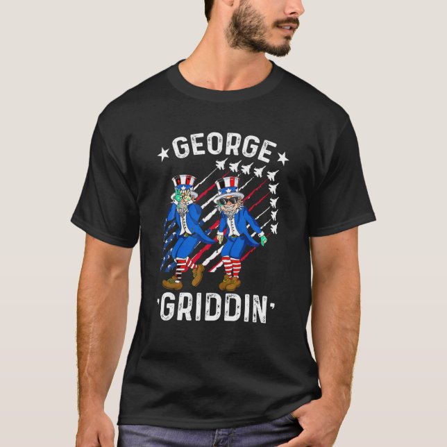 4:e juli George Washington Griddy George Griddi T Shirt (Framsida)