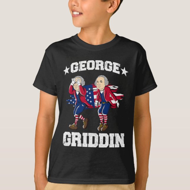 4:e juli George Washington Griddy George Griddi T Shirt (Framsida)