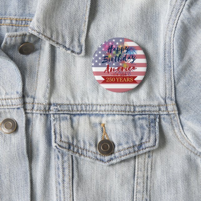 4:e juli Glad födelsedag Amerika USA 250-årsjubile Knapp (In Situ)