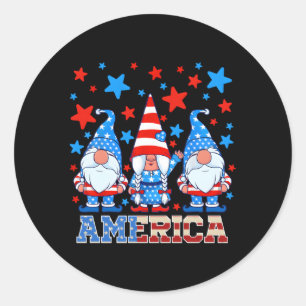 4:e juli Gnomes Patriotic American Flagga Gnome M Runt Klistermärke