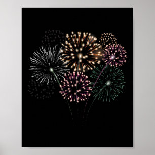4:e juli Grand Finale Fireworks Show Red White Poster