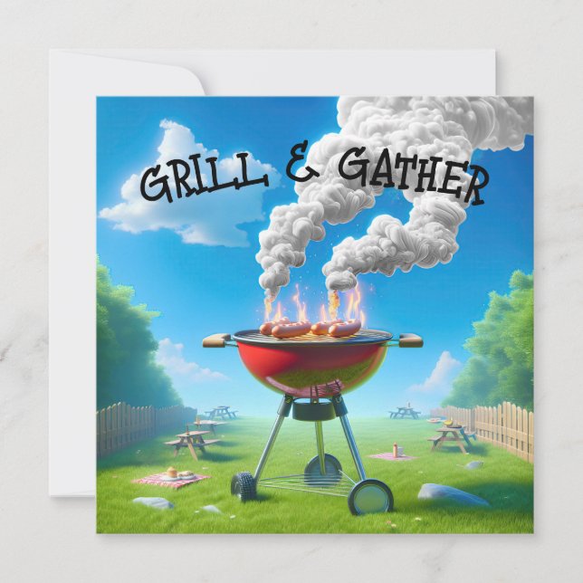 4:e Juli Grillfest Inbjudningar (Framsida)