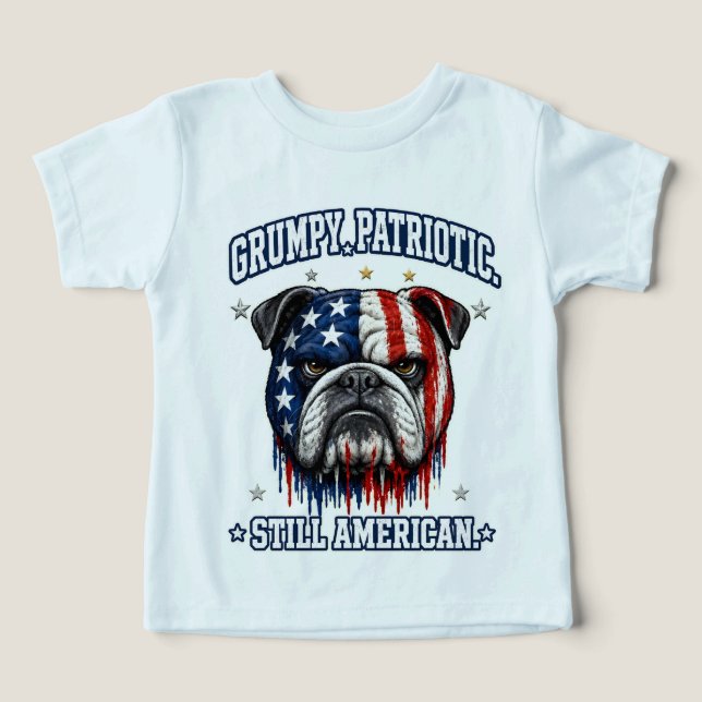 4:e juli-grinig patriotisk Bulldog T-shirts (Design Framsida)