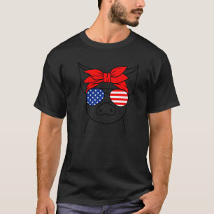 4:e juli Gris Women Bandana USA flagga Sunglass T Shirt