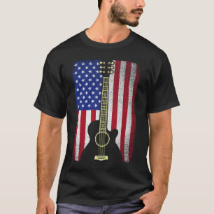 4:e juli Guitar Musician USA American Flagga T Shirt