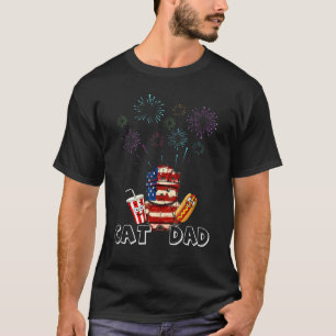 4:e Juli Hamburgare Hot Dog Söt Warrior Kattpappa T Shirt