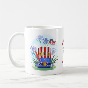 4:e juli Hat Stars & Rand USA Kaffemugg