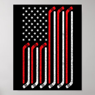 4:e juli Hockey Stick USA flagga Patriotic Hockey Poster