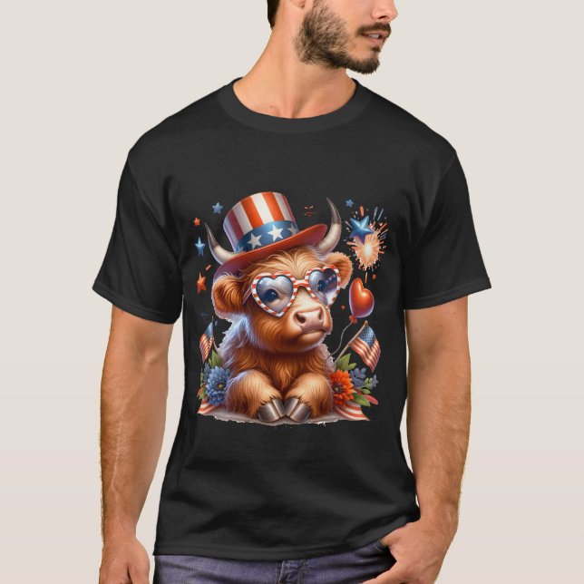 4:e juli: Höstland Cow Cute American T Shirt (Framsida)