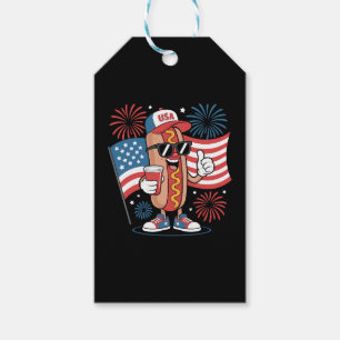 4:e Juli Hotdog Amerikansk Flagga Patriotisk Eldsh Presentetikett
