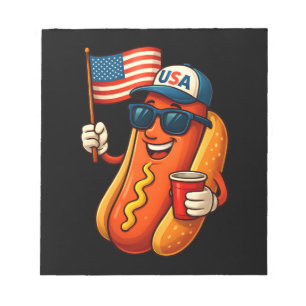4:e juli Hotdog Funny Patriotic USA flagga Anteckningsblock