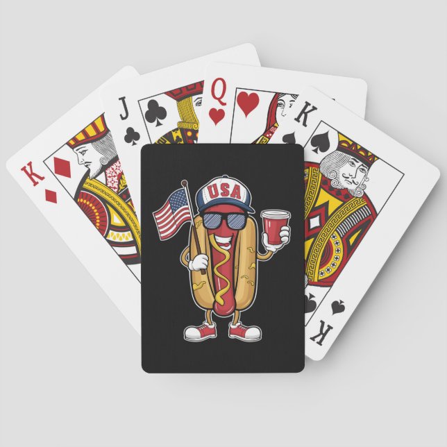 4:e juli Hotdog Funny Patriotic USA flagga Casinokort (Baksidan)