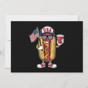 4:e juli Hotdog Funny Patriotic USA flagga Inbjudningar