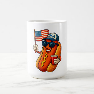 4:e juli Hotdog Funny Patriotic USA flagga Kaffemugg