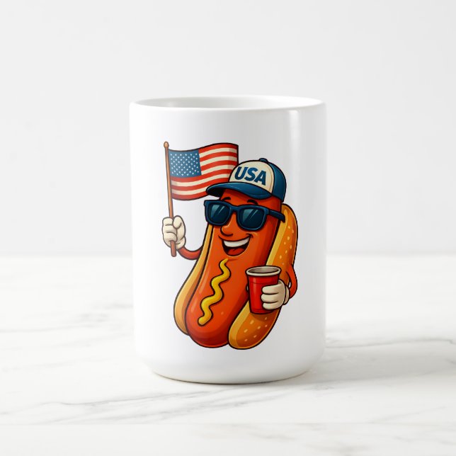 4:e juli Hotdog Funny Patriotic USA flagga Kaffemugg (Center)